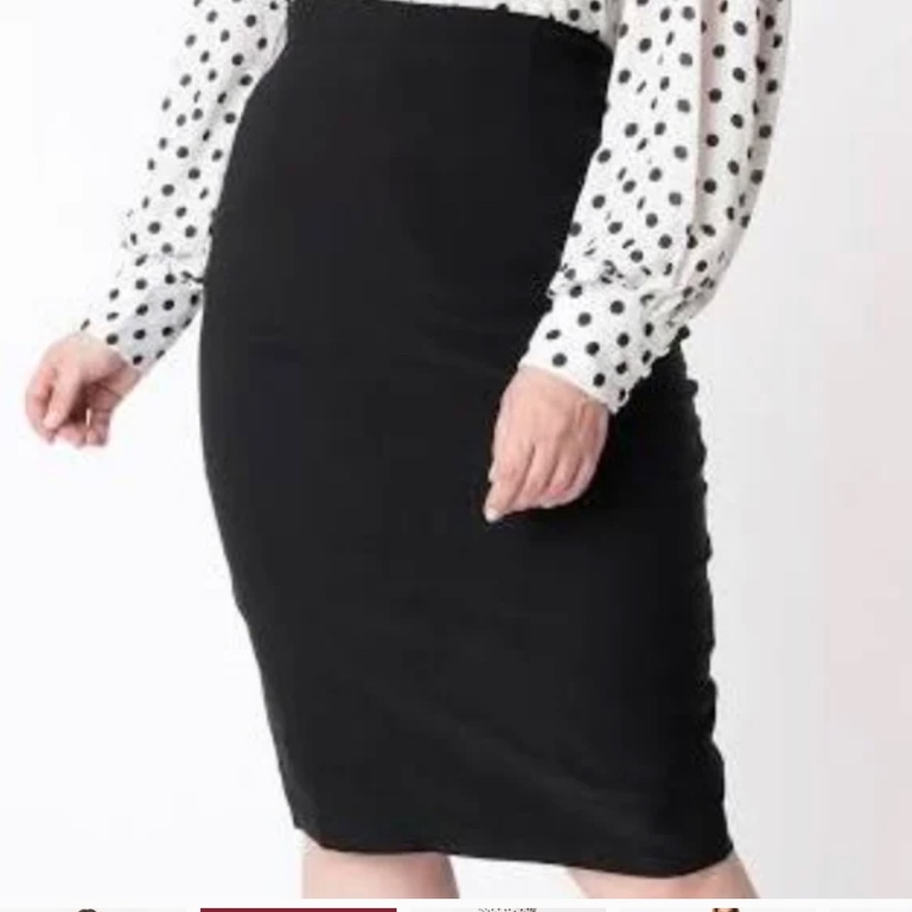 Unique Vintage Black Stretch High Waist Tracy Wiggle Skirt size XL/14